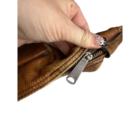 Vintage Frye Leather Serval Zipper Shoulder‎ Bag With Woven Detail - Picture 5 of 9